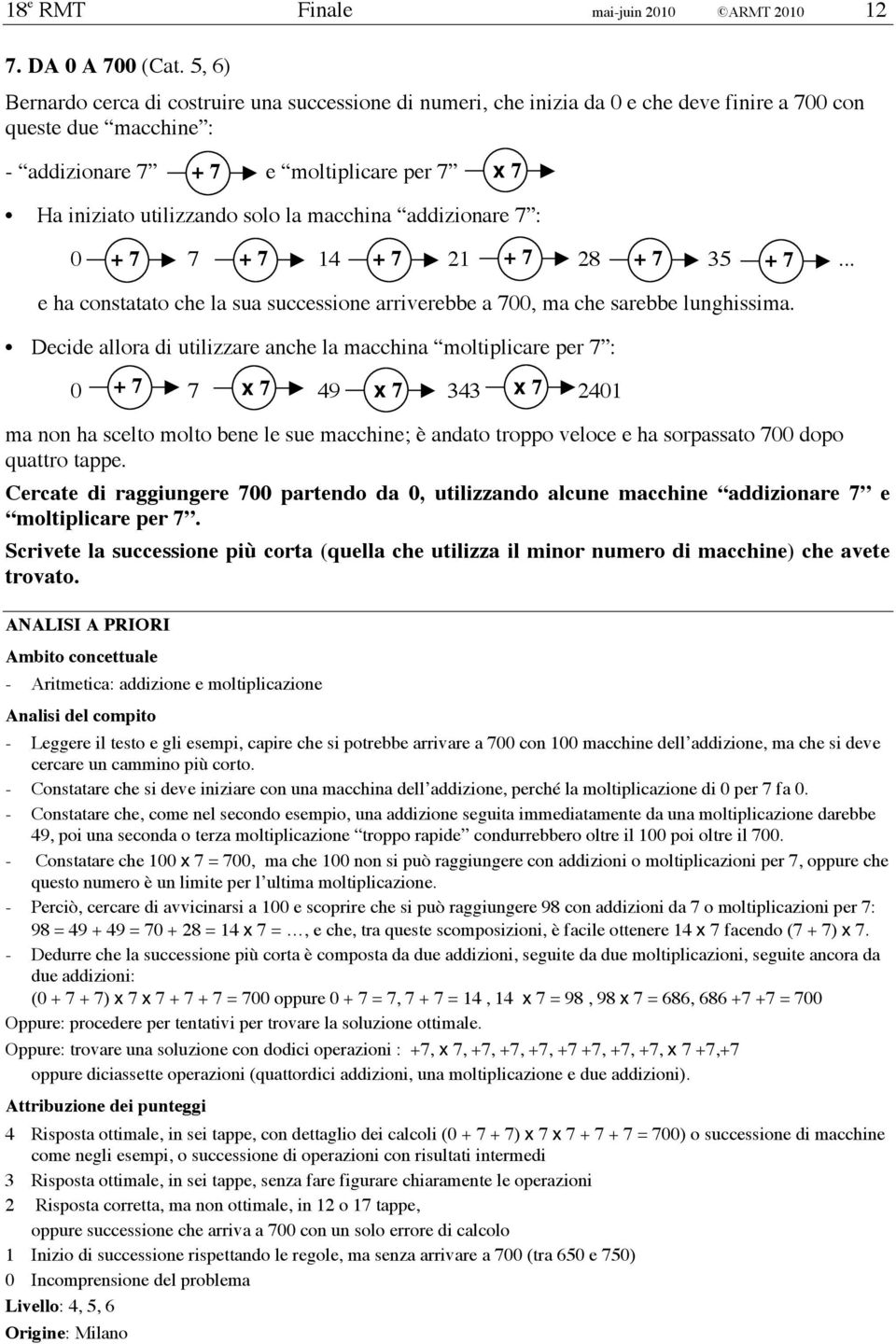 solo la macchina addizionare 7 : 0 + 7 7 + 7 14 + 7 21 + 7 28 + 7 35 + 7... e ha constatato che la sua successione arriverebbe a 700, ma che sarebbe lunghissima.