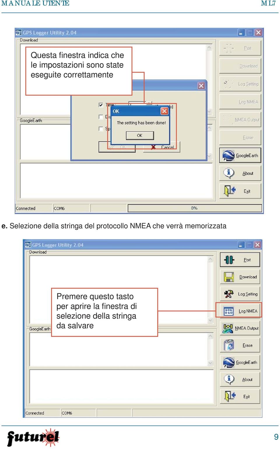 Selezione della stringa del protocollo NMEA che verrà