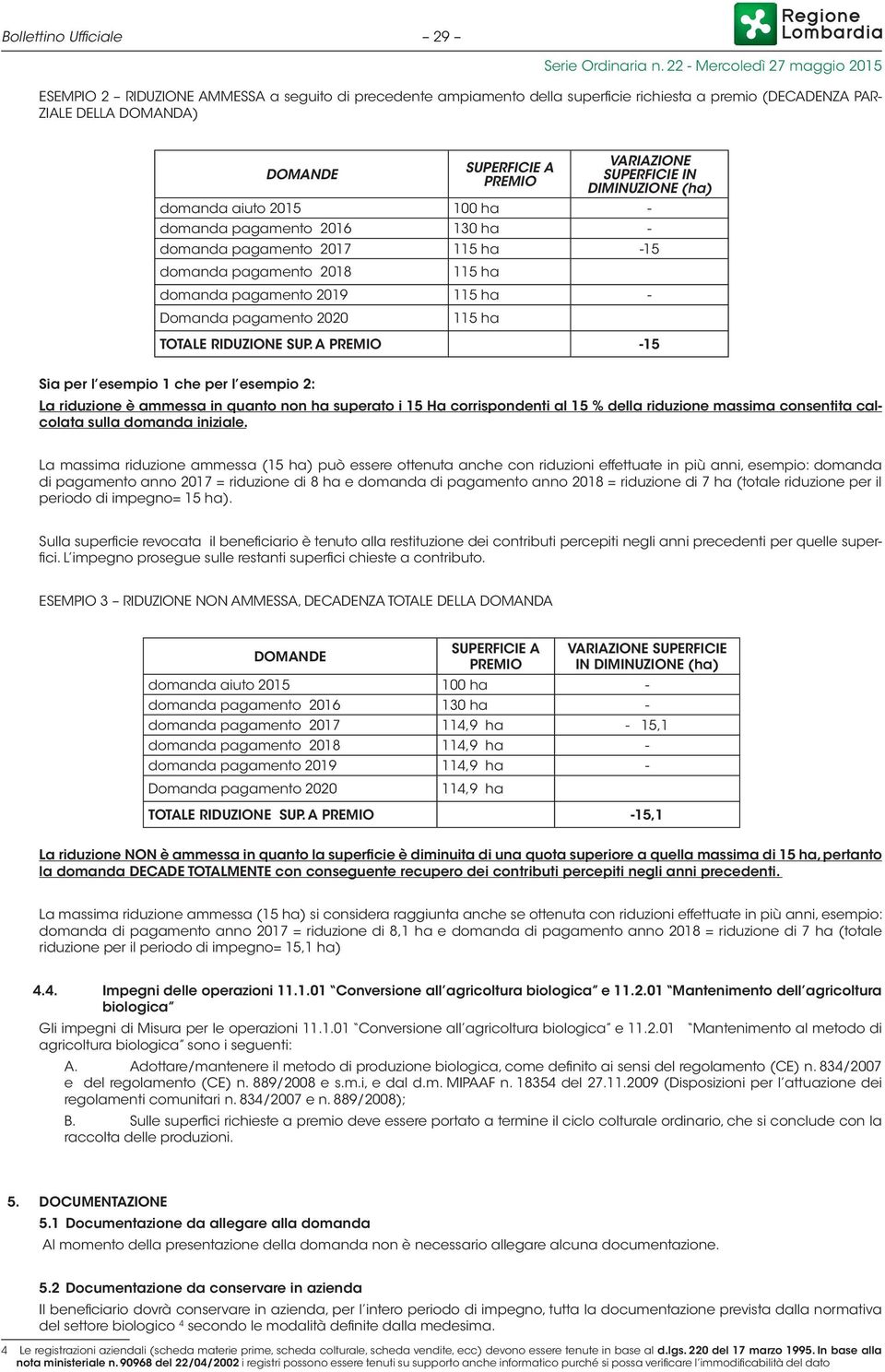 pagamento 2020 115 ha TOTALE RIDUZIONE SUP.