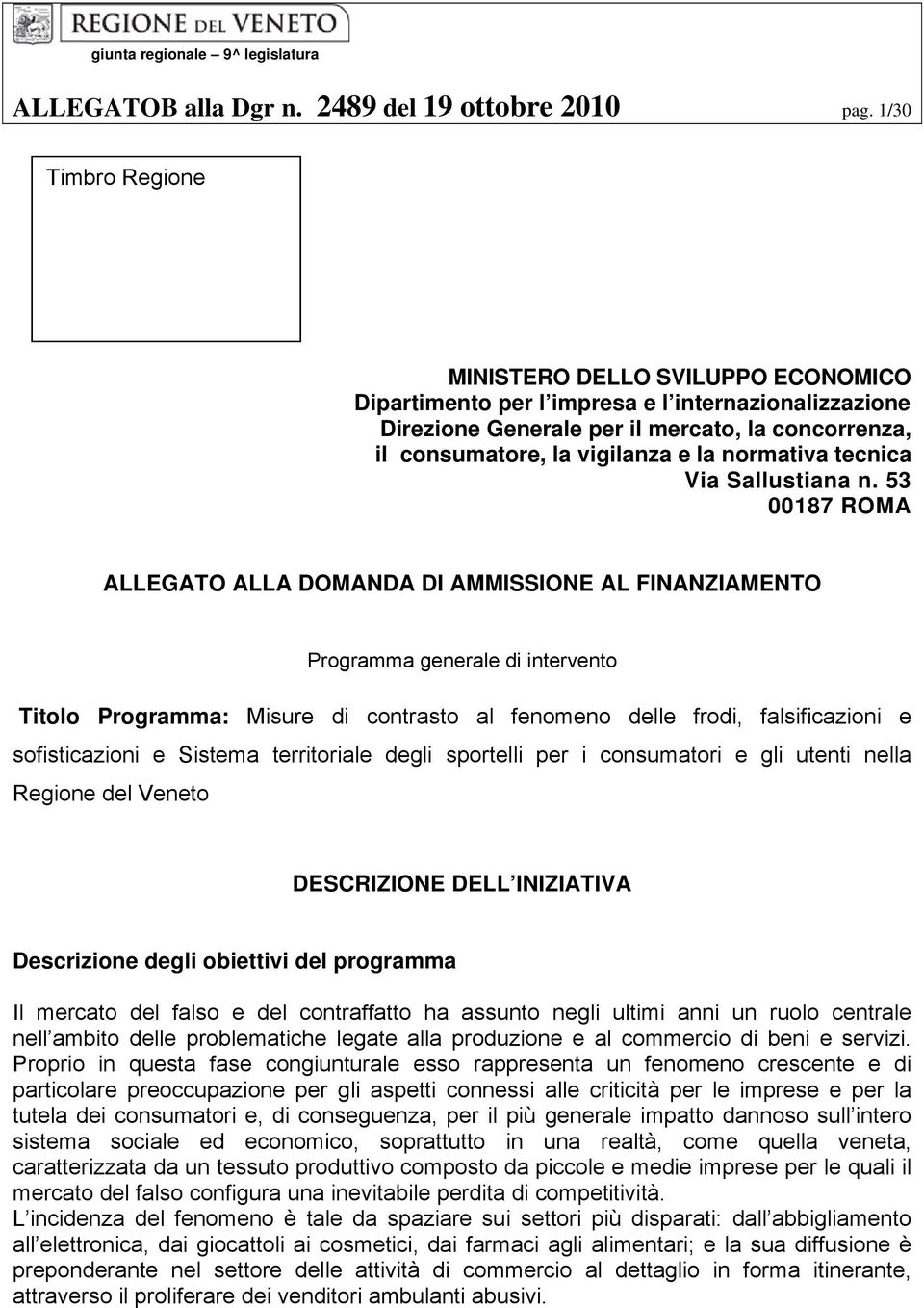 normativa tecnica Via Sallustiana n.