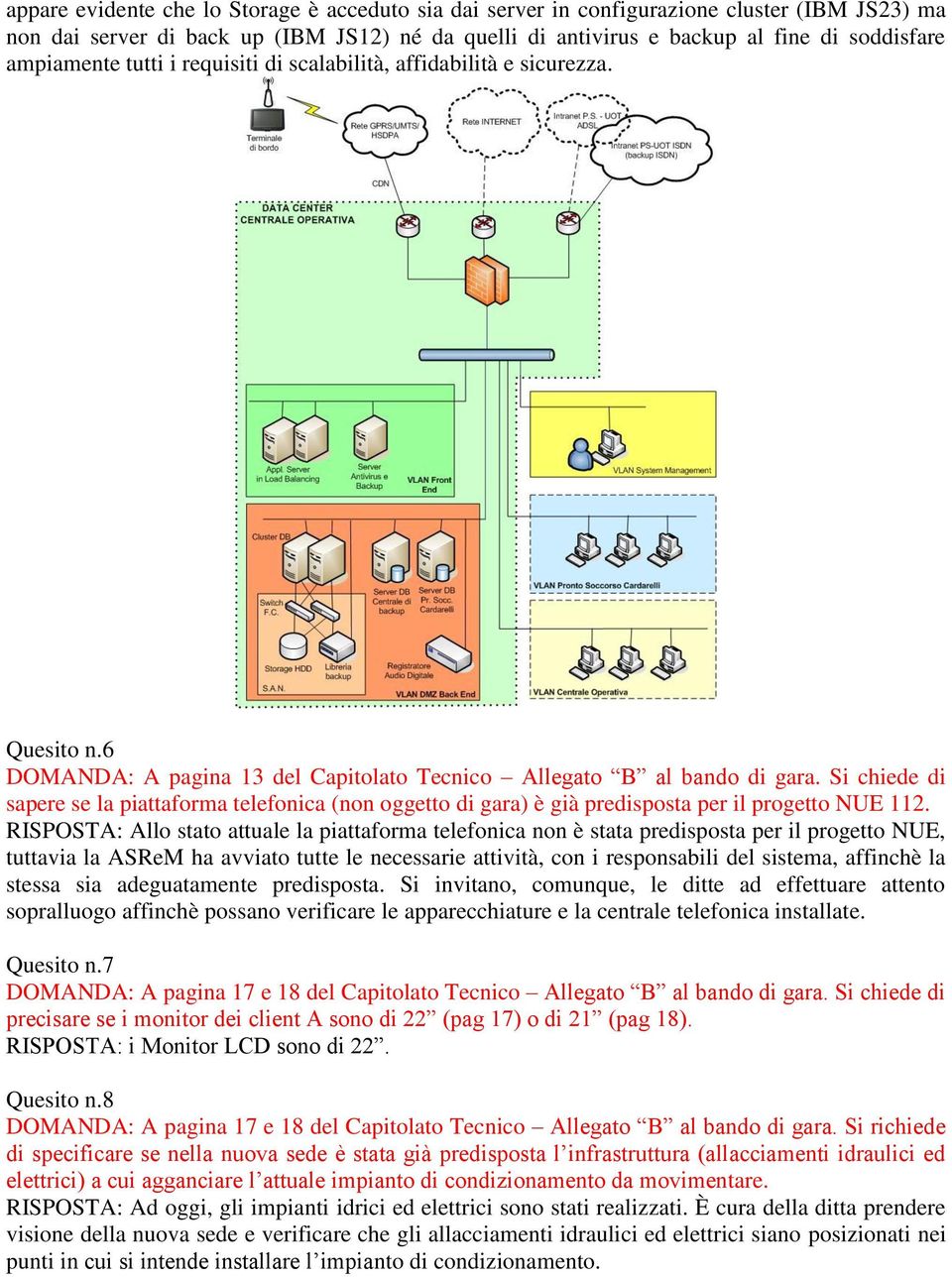 Si chiede di sapere se la piattaforma telefonica (non oggetto di gara) è già predisposta per il progetto NUE 112.