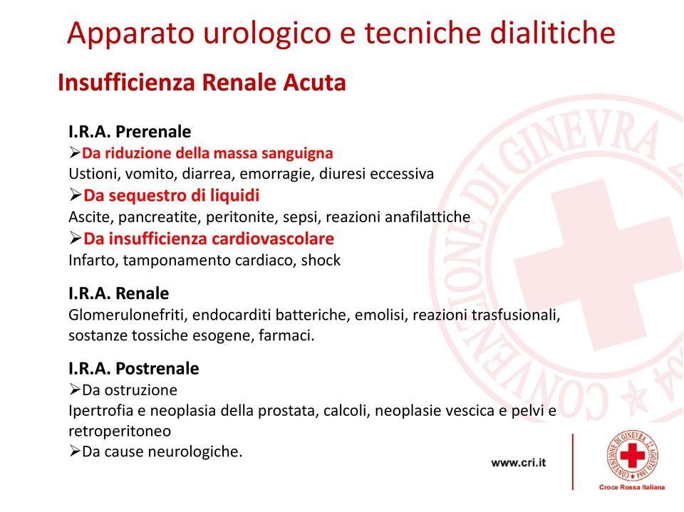 cardiovascolare Infarto, tamponamento cardiaco, shock I.R.A.