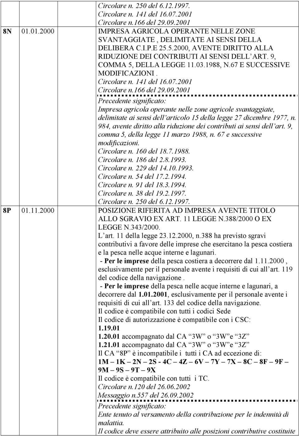 2001 Precedente significato: Impresa agricola operante nelle zone agricole svantaggiate, delimitate ai sensi dell articolo 15 della legge 27 dicembre 1977, n.