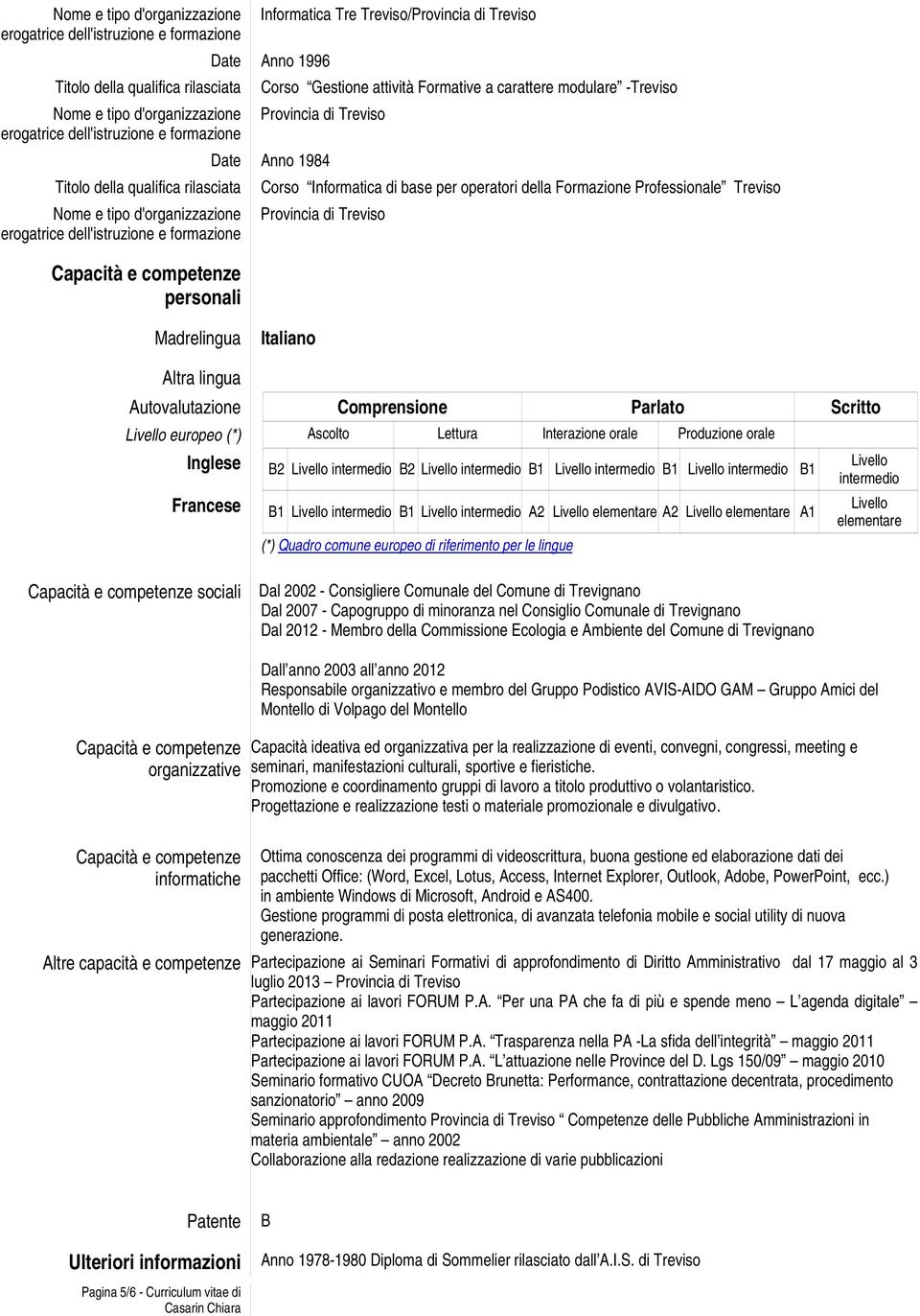 B2 Livello intermedio B2 Livello intermedio B1 Livello intermedio B1 Livello intermedio B1 B1 Livello intermedio B1 Livello intermedio A2 Livello elementare A2 Livello elementare A1 (*) Quadro comune