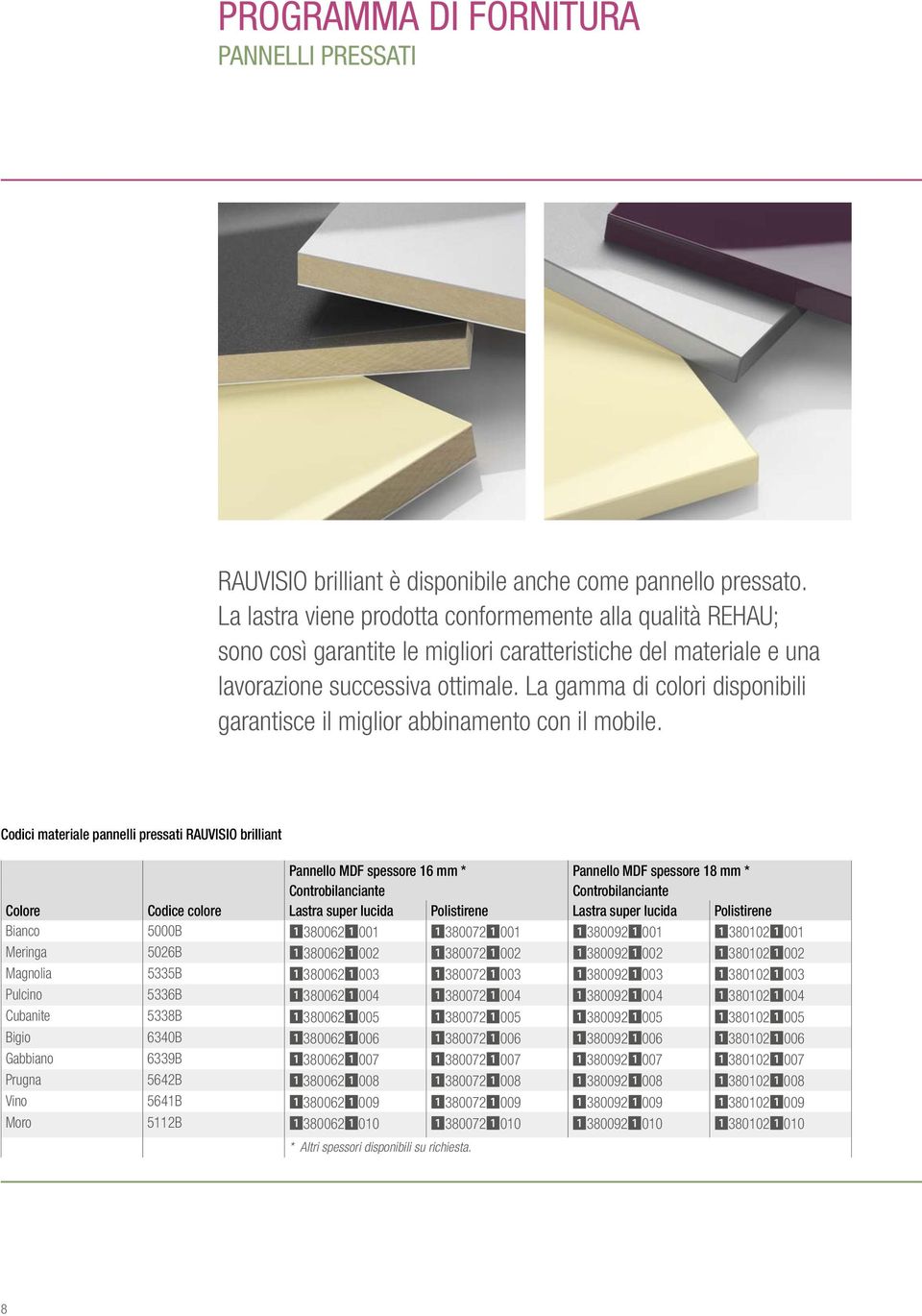 La gamma di colori disponibili garantisce il miglior abbinamento con il mobile.