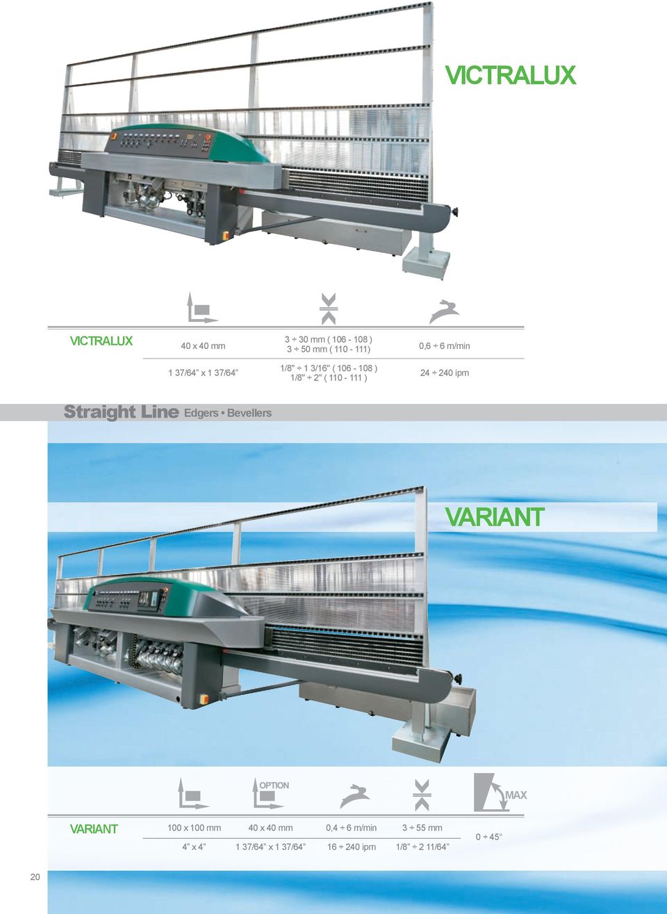 ipm Straight Line Edgers Bevellers VARIANT VARIANT 100 x 100 mm 4 x 4 40 x