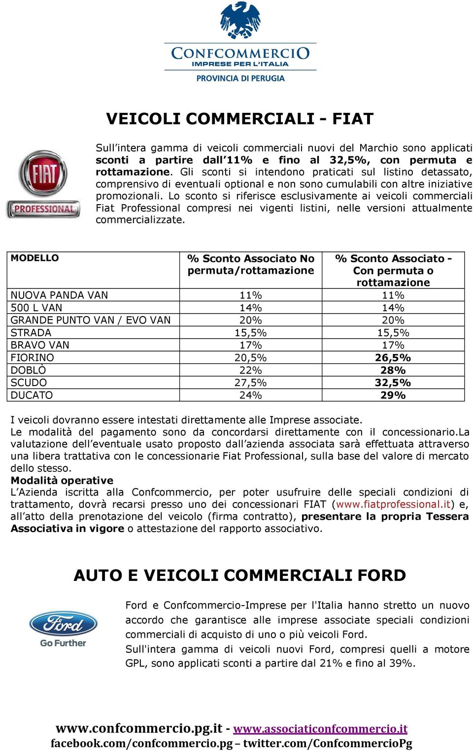 Lo sconto si riferisce esclusivamente ai veicoli commerciali Fiat Professional compresi nei vigenti listini, nelle versioni attualmente commercializzate.
