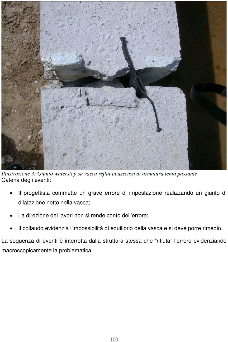 non si rende conto dell'errore; Il collaudo evidenzia l'impossibilità di equilibrio della vasca e si deve porre rimedio.