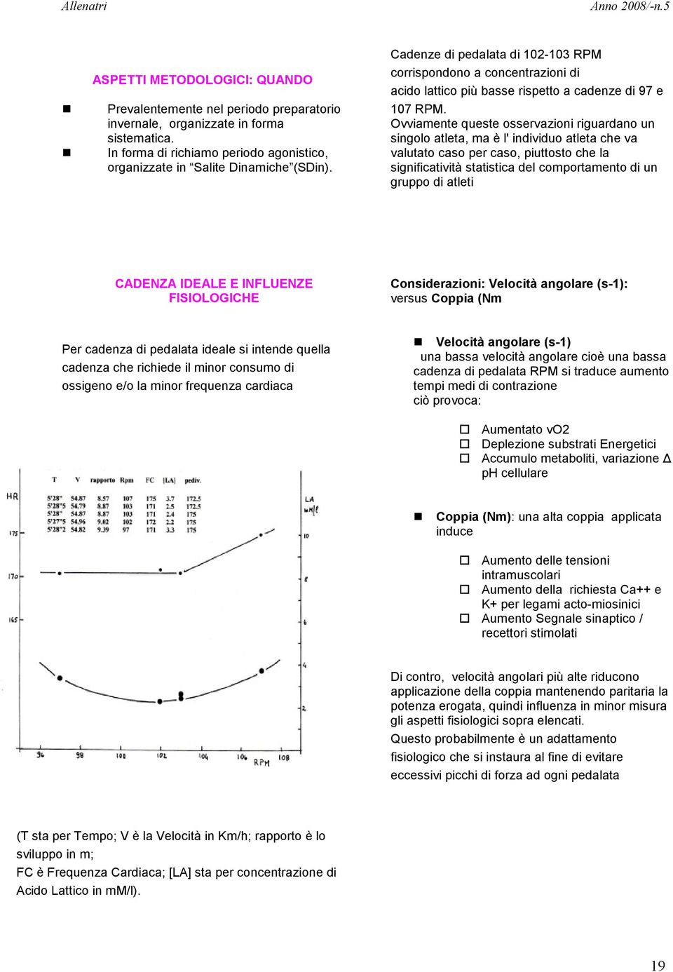 Ovviamente queste osservazioni riguardano un singolo atleta, ma è l' individuo atleta che va valutato caso per caso, piuttosto che la significatività statistica del comportamento di un gruppo di