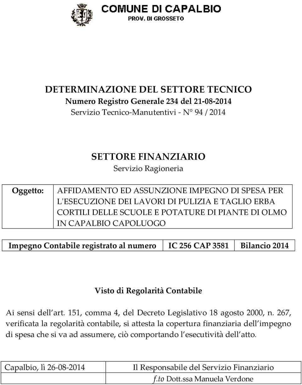 151, comma 4, del Decreto Legislativo 18 agosto 2000, n.