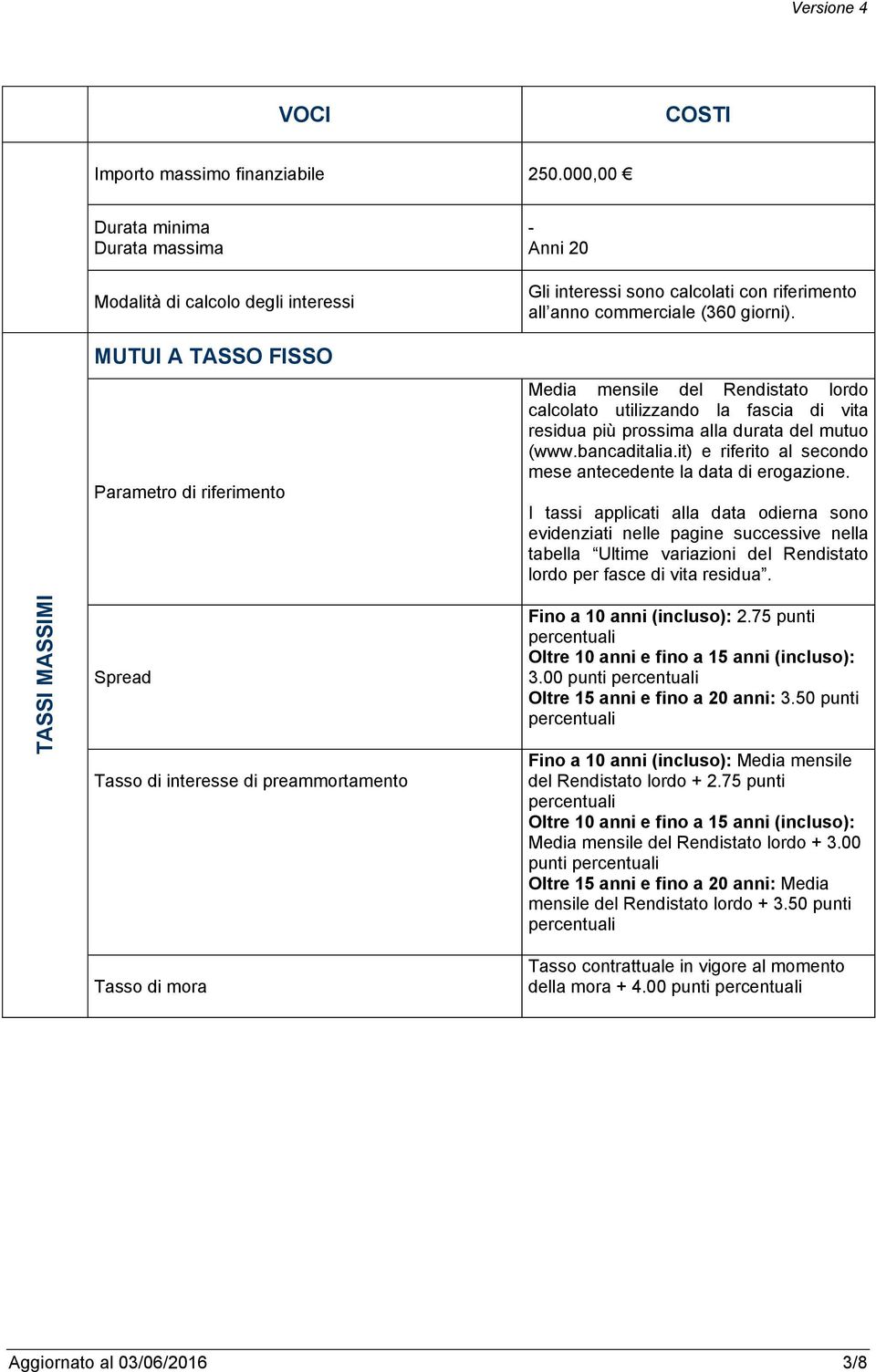 Gli interessi sono calcolati con riferimento all anno commerciale (360 giorni).