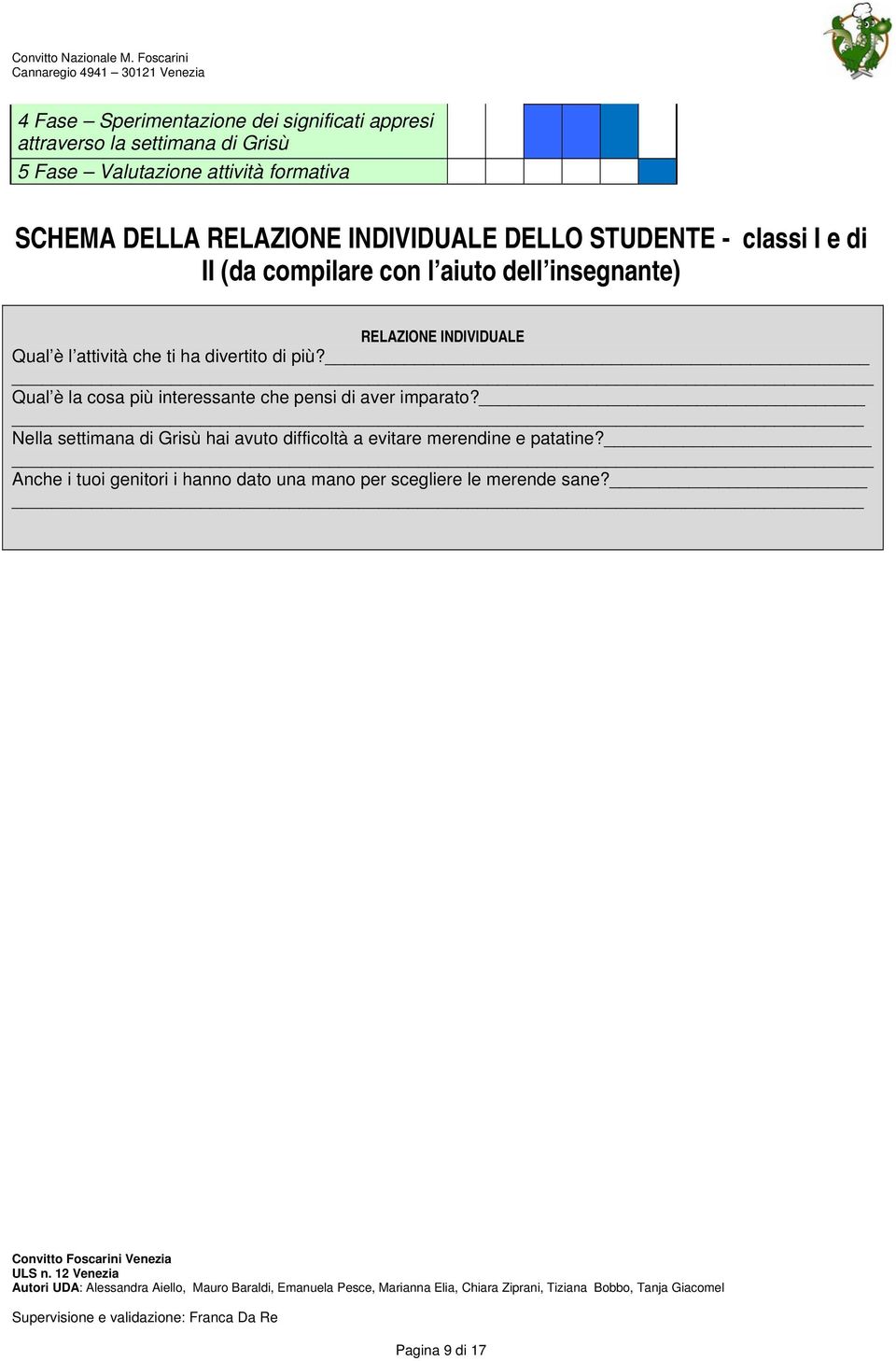 attività che ti ha divertito di più? Qual è la cosa più interessante che pensi di aver imparato?