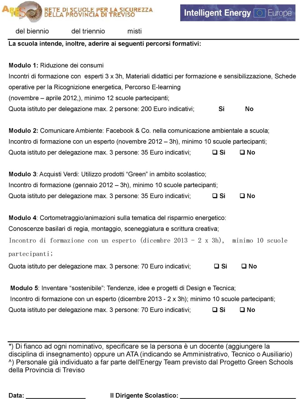 2 persone: 200 Euro indicativi; Si No Modulo 2: Comunicare Ambiente: Facebook & Co.