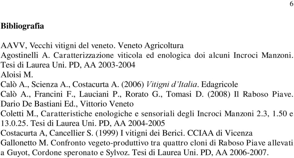 Dario De Bastiani Ed., Vittorio Veneto Coletti M., Caratteristiche enologiche e sensoriali degli Incroci Manzoni 2.3, 1.50 e 13.0.25. Tesi di Laurea Uni.