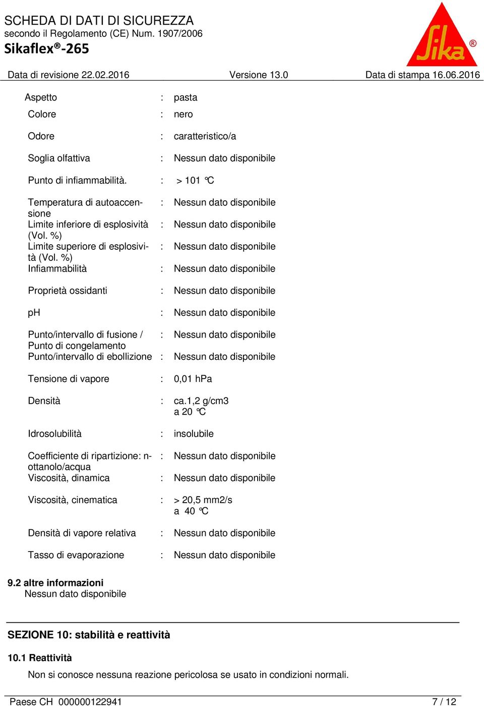 %) Infiammabilità : Nessun dato disponibile Proprietà ossidanti : Nessun dato disponibile ph : Nessun dato disponibile Punto/intervallo di fusione / : Nessun dato disponibile Punto di congelamento