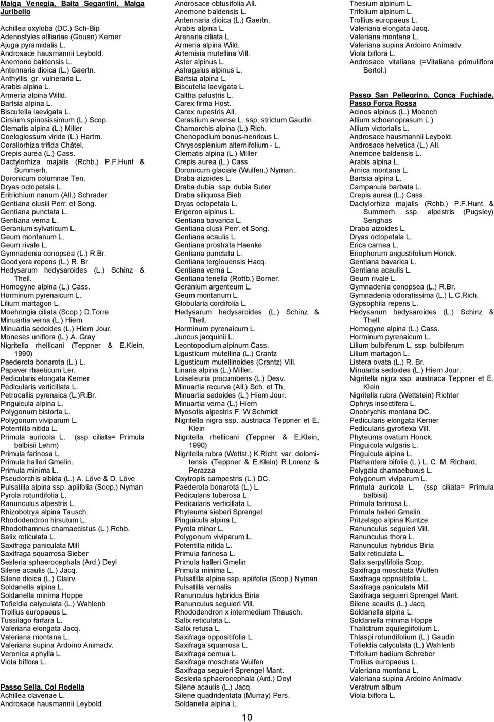 ) Miller Coeloglossum viride (L.) Hartm. Corallorhiza trifida Châtel. Crepis aurea (L.) Cass. Dactylorhiza majalis (Rchb.) P.F.Hunt & Summerh. Doronicum columnae Ten. Dryas octopetala L.