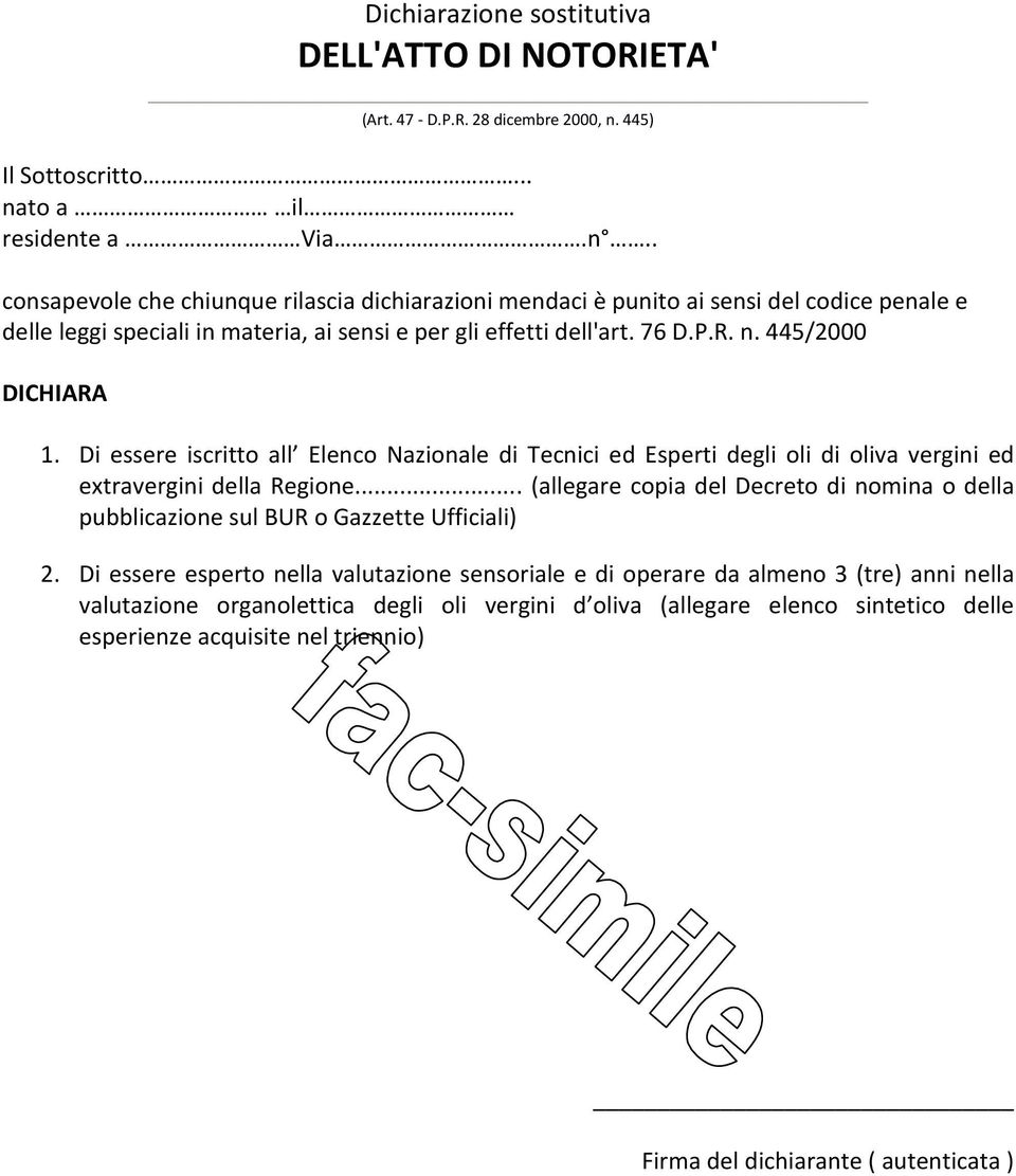 .. (allegare copia del Decreto di nomina o della pubblicazione sul BUR o Gazzette Ufficiali) 2.