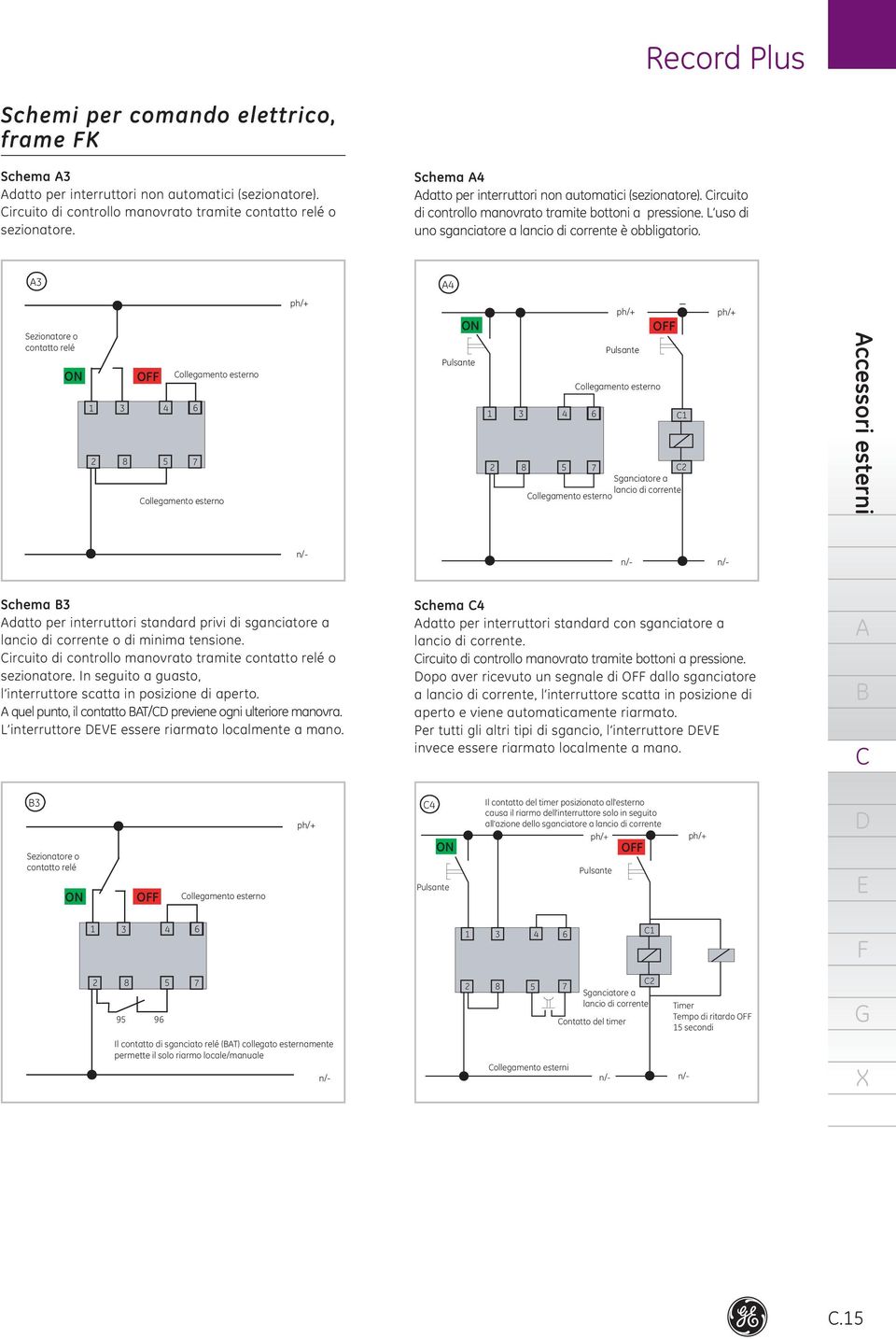 3 4 Sezionatore o contatto relé ON O 1 3 4 2 Motor operator ollegamento esterno 6 8 5 7 ollegamento esterno ph/+ ON Pulsante ph/+ ph/+ O Pulsante ollegamento esterno 1 3 4 6 1 Motor operator 2 8 5 7