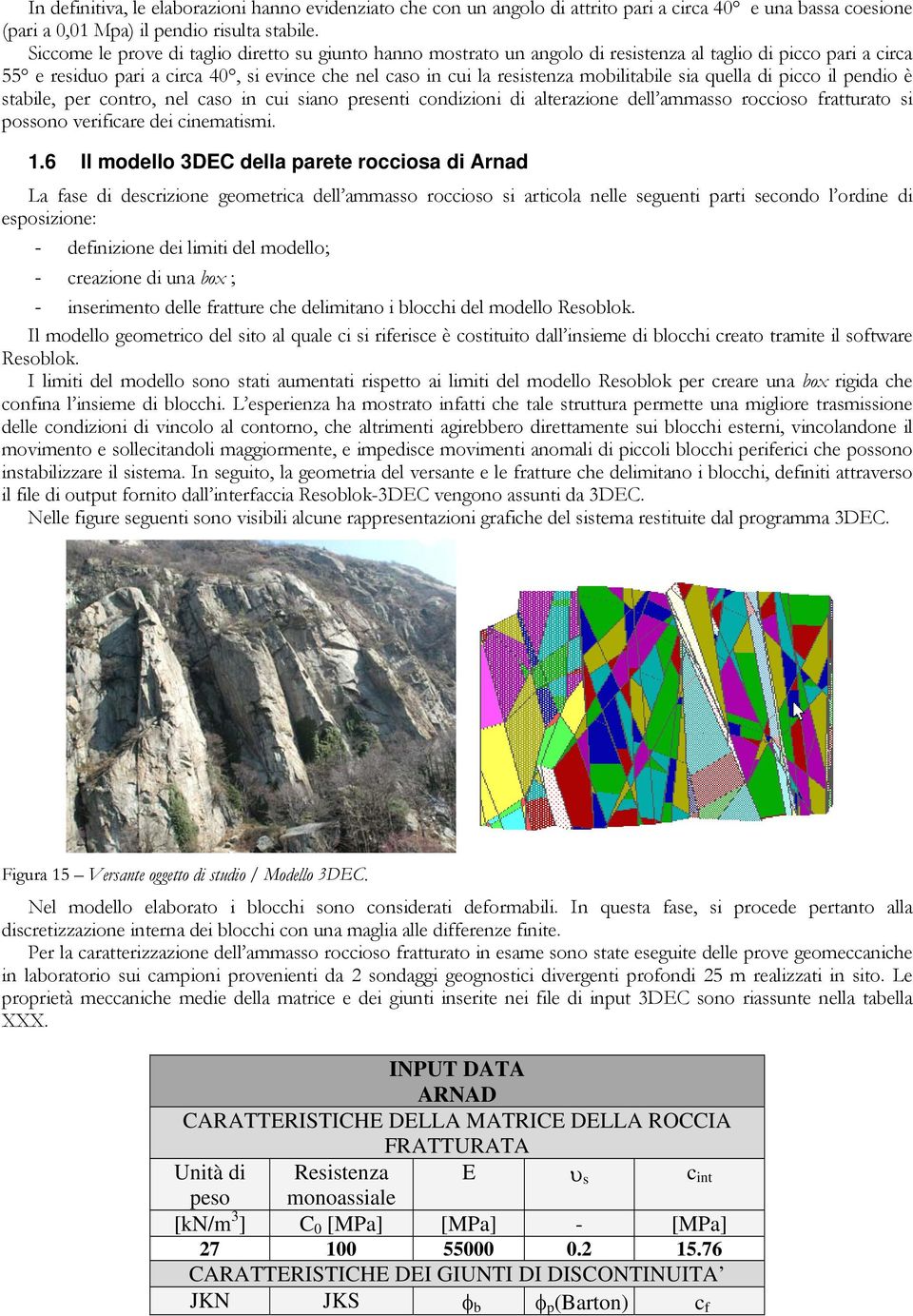 mobilitabile sia quella di picco il pendio è stabile, per contro, nel caso in cui siano presenti condizioni di alterazione dell ammasso roccioso fratturato si possono verificare dei cinematismi. 1.