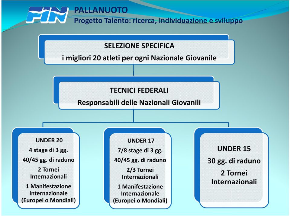 di raduno 2 Tornei Internazionali 1 Manifestazione Internazionale (Europei o Mondiali) UNDER 17 7/8 stage di