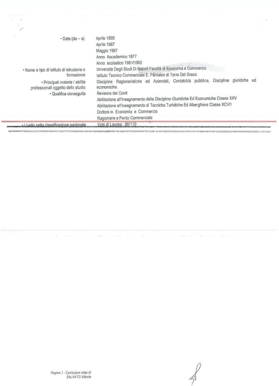 Pàntaleo di Torre Del Greco Principali materie I abilità Discipline Ragioneristiche ed Azieni, Contabilità pubblica, Discipline giuridiche ed professionali oggetto dello studio economiche.