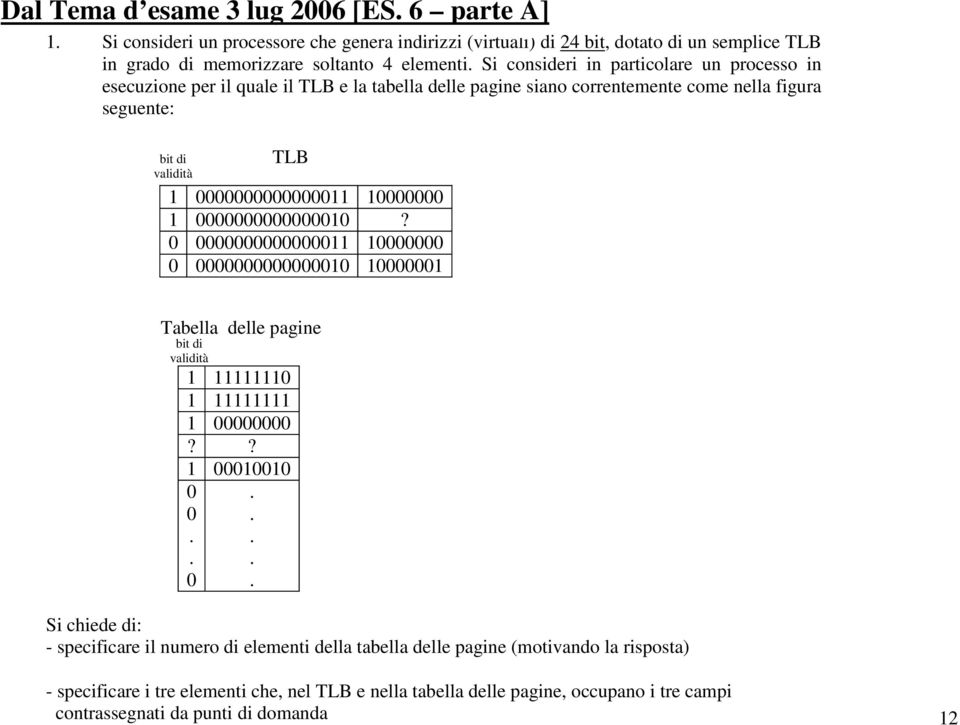 nella figura seguente: 1 11 1 1 1? 11 1 1 11 Tabella delle pagine 1 1111111 1 11111111 1?