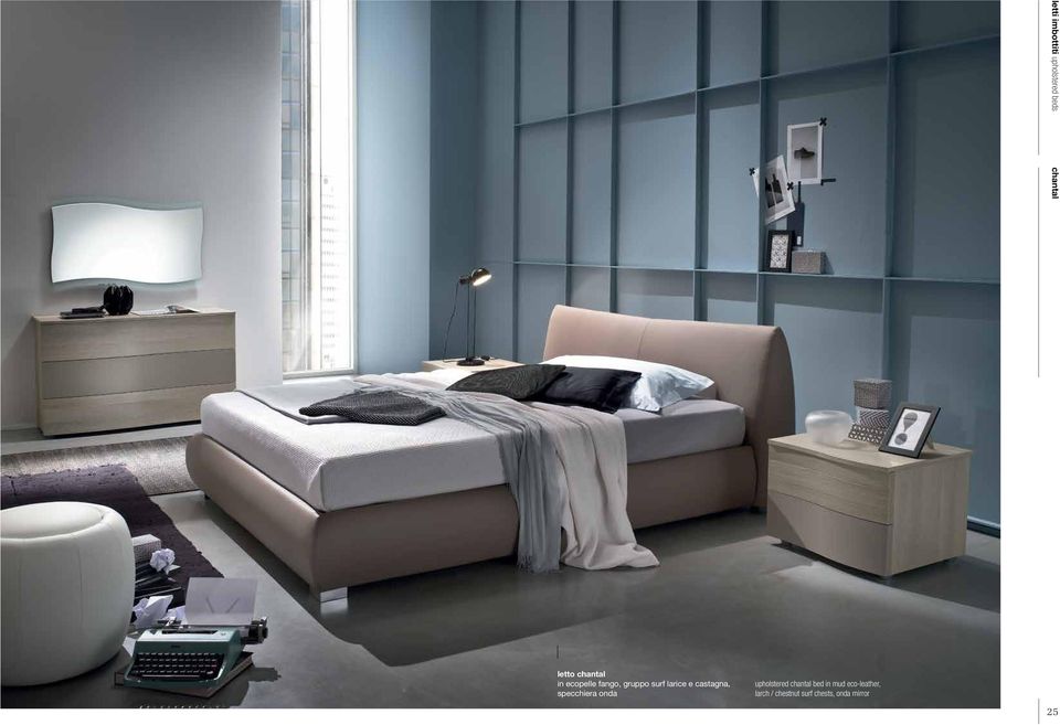 castagna, specchiera onda upholstered chantal bed in