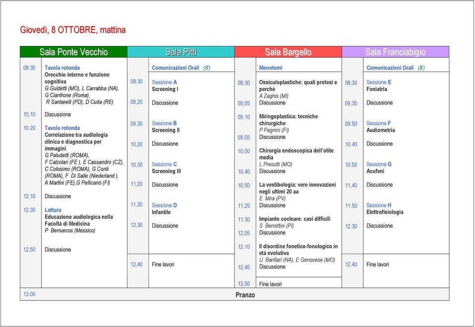 30 Correlazione tra audiologia clinica e diagnostica per immagini G Paludetti (ROMA), F Calzolari (FE ), E Cassandro (CZ), C Colosimo (ROMA), G Conti (ROMA), F Di Salle (Niederland ), A Martini