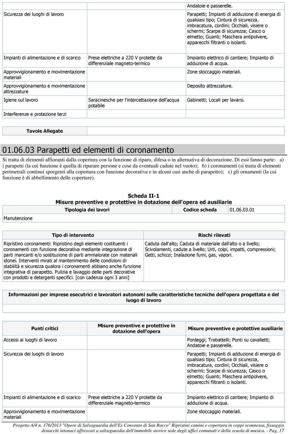 copertura con funzione decorativa e in alcuni casi anche di parapetto); c) gli ornamenti (la cui funzione è di abbellimento delle coperture). ed ausiliarie Tipologia dei lavori Codice scheda 01.06.03.