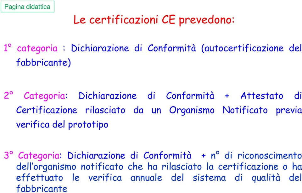 previa verifica del prototipo 3 Categoria: Dichiarazione di Conformità + n di riconoscimento dell organismo