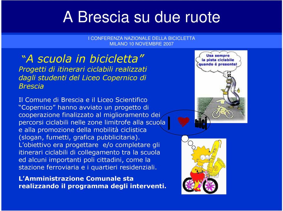 mobilità ciclistica (slogan, fumetti, grafica pubblicitaria).