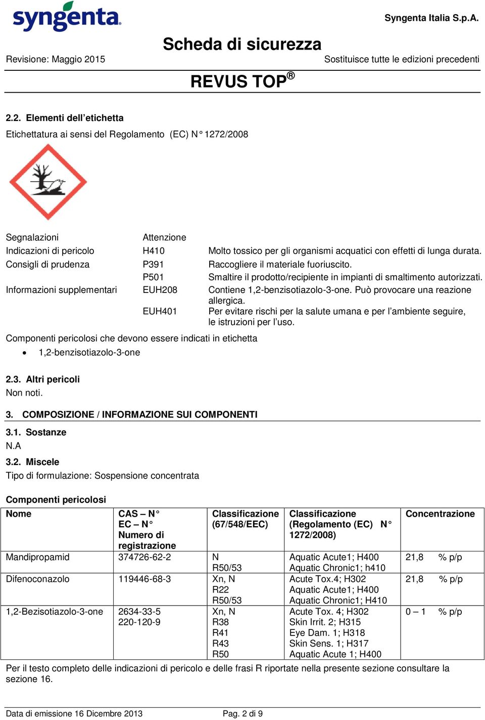 Informazioni supplementari EUH208 Contiene 1,2-benzisotiazolo-3-one. Può provocare una reazione allergica.