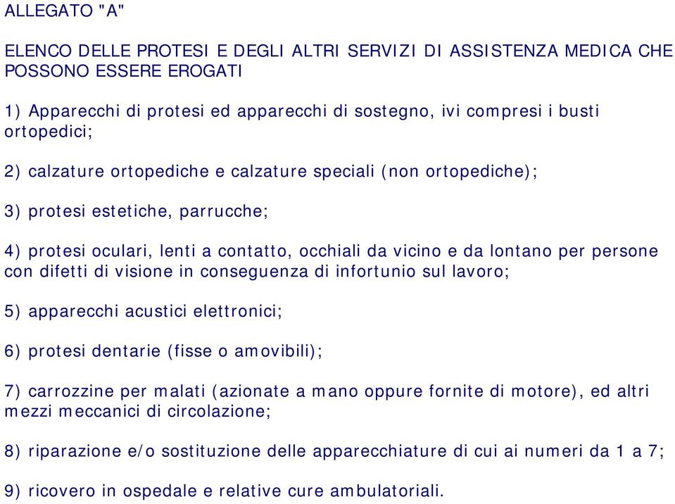 difetti di visione in conseguenza di infortunio sul lavoro; 5) apparecchi acustici elettronici; 6) protesi dentarie (fisse o amovibili); 7) carrozzine per malati (azionate a mano oppure