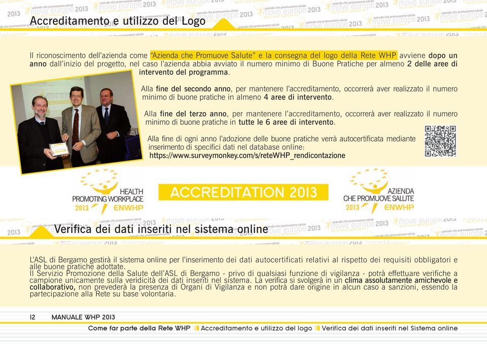 Alla fine del secondo anno, per mantenere l accreditamento, occorrerà aver realizzato il numero minimo di buone pratiche in almeno 4 aree di intervento.