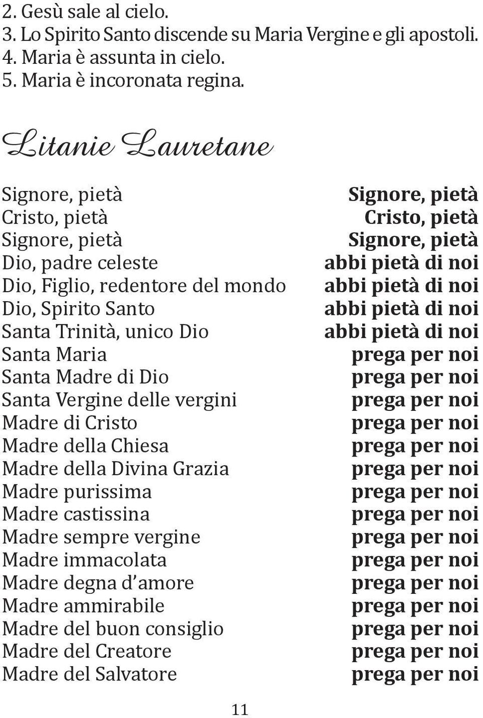 Madre di Dio Santa Vergine delle vergini Madre di Cristo Madre della Chiesa Madre della Divina Grazia Madre purissima Madre castissina Madre sempre vergine Madre immacolata