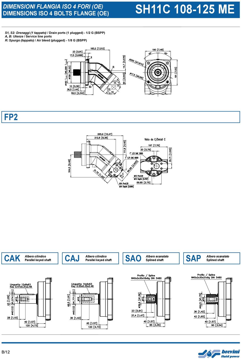 Service line ports R: Spurgo (tappato) / Air bleed (plugged) - 1/8 G (BSPP) FP2 CAK