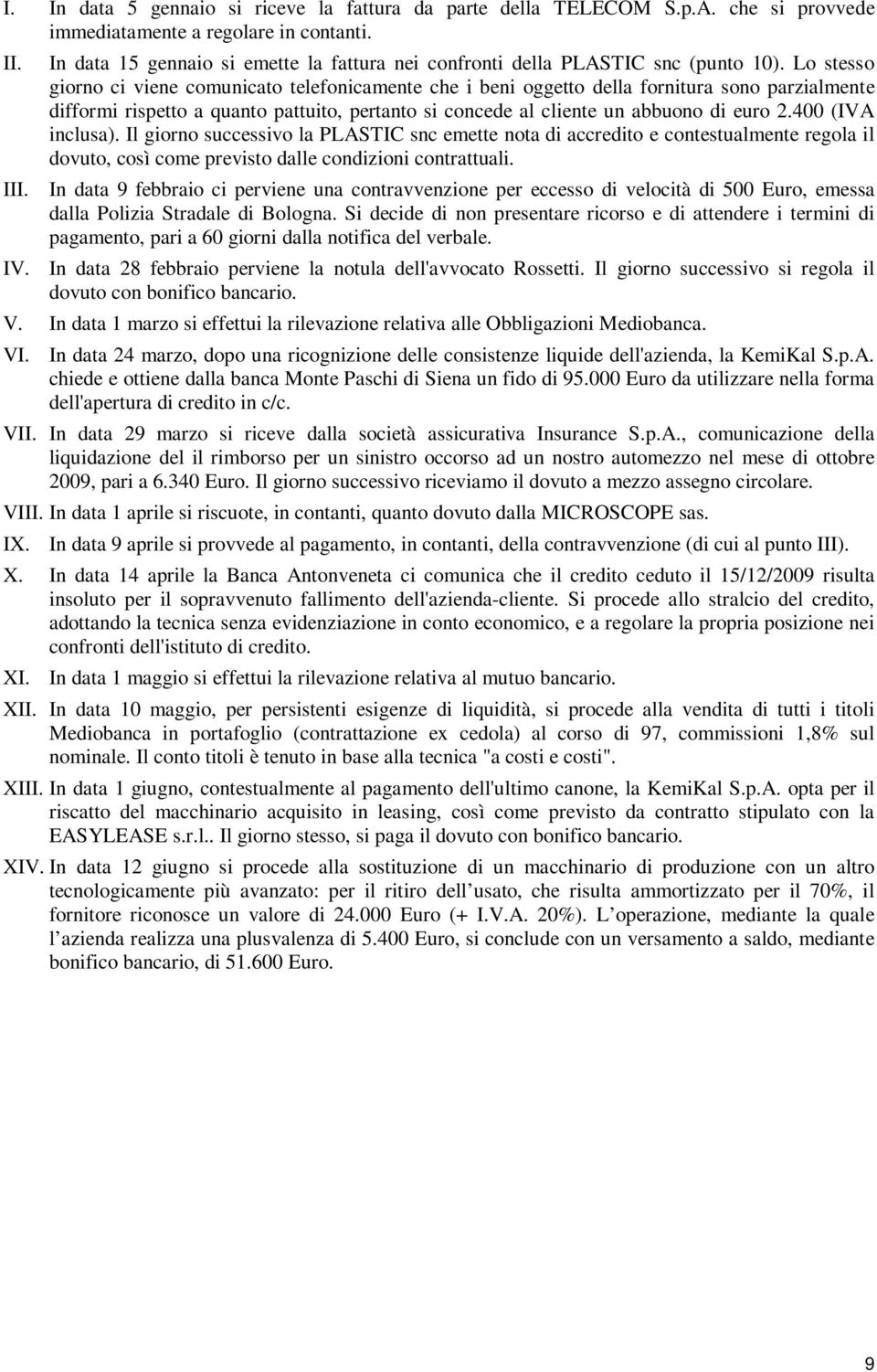 Lo stesso giorno ci viene comunicato telefonicamente che i beni oggetto della fornitura sono parzialmente difformi rispetto a quanto pattuito, pertanto si concede al cliente un abbuono di euro 2.