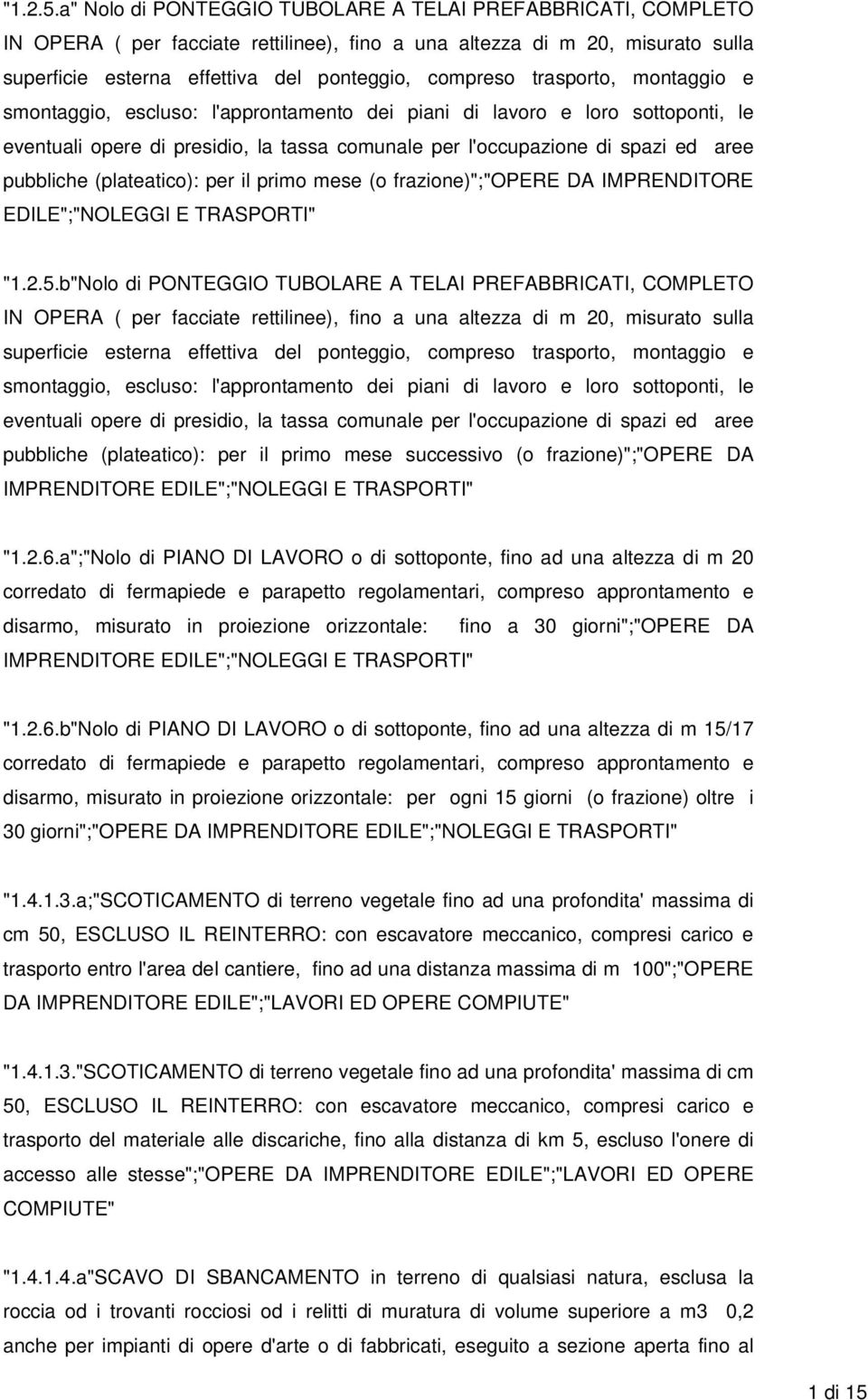 trasporto, montaggio e smontaggio, escluso: l'approntamento dei piani di lavoro e loro sottoponti, le eventuali opere di presidio, la tassa comunale per l'occupazione di spazi ed aree pubbliche