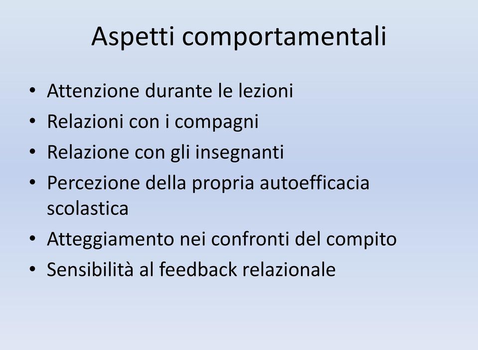 Percezione della propria autoefficacia scolastica