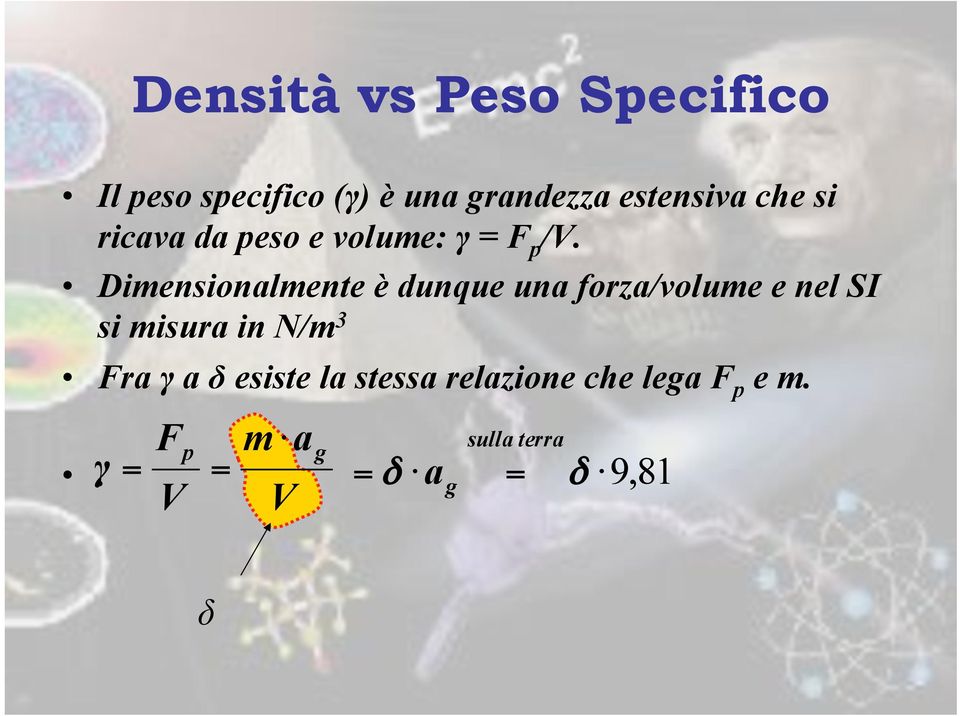 Dimensionalmente è dunque una forza/volume e nel SI si misura in N/m 3