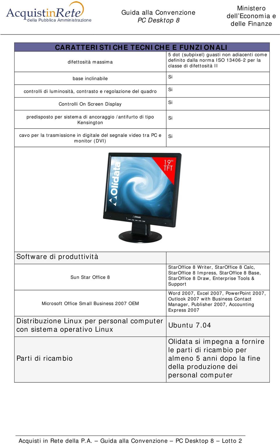 tra PC e monitor (DVI) Software di produttività Sun Star Office 8 Microsoft Office Small Business 2007 OEM Distribuzione Linux per personal computer con sistema operativo Linux Parti di ricambio