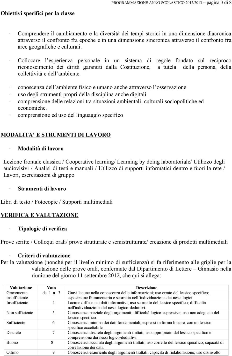 Collocare l esperienza personale in un sistema di regole fondato sul reciproco riconoscimento dei diritti garantiti dalla Costituzione, a tutela della persona, della collettività e dell ambiente.