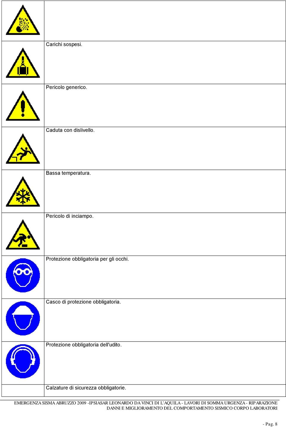 Protezione obbligatoria per gli occhi.