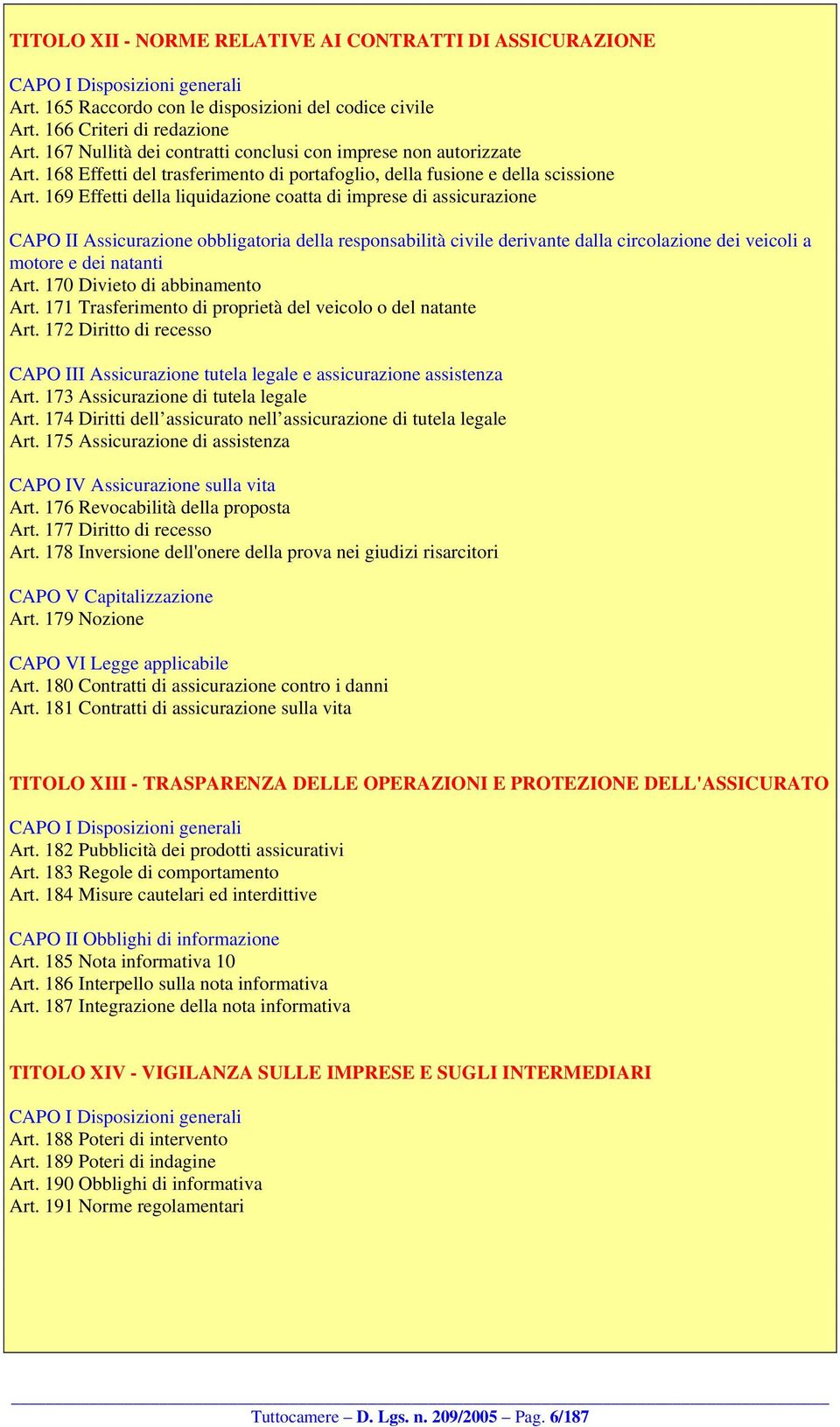 169 Effetti della liquidazione coatta di imprese di assicurazione CAPO II Assicurazione obbligatoria della responsabilità civile derivante dalla circolazione dei veicoli a motore e dei natanti Art.