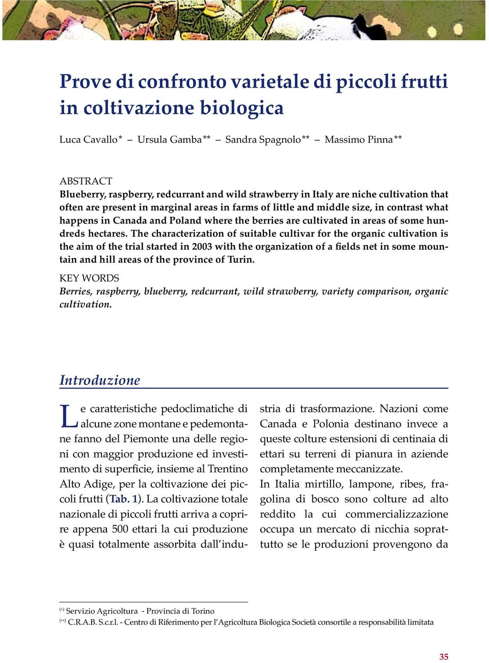 frutti ( ). La coltivazione totale nazionale di piccoli frutti arriva a coprire appena 500 ettari la cui produzione - stria di trasformazione.