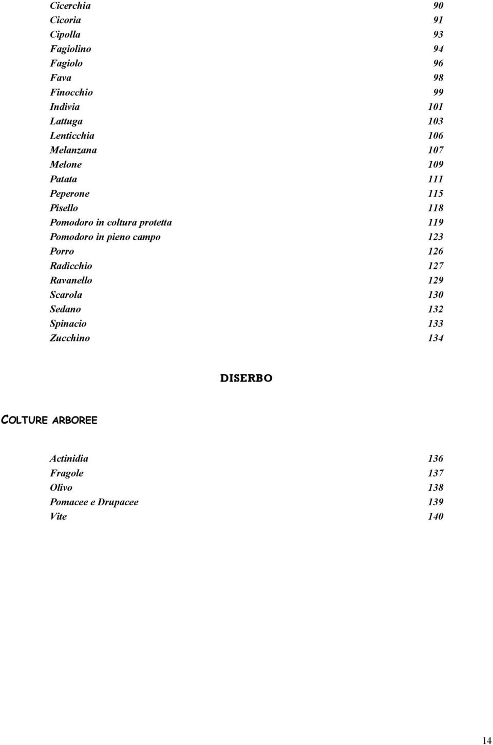 119 Pomodoro in pieno campo 123 Porro 126 Radicchio 127 Ravanello 129 Scarola 130 Sedano 132 Spinacio 133