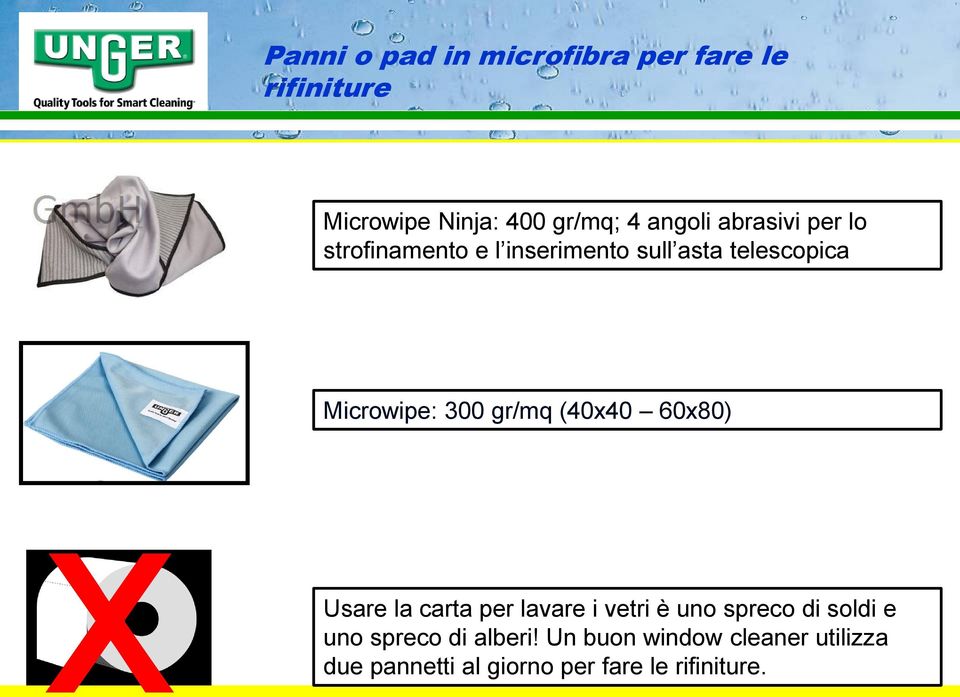 gr/mq (40x40 60x80) x Usare la carta per lavare i vetri è uno spreco di soldi e uno