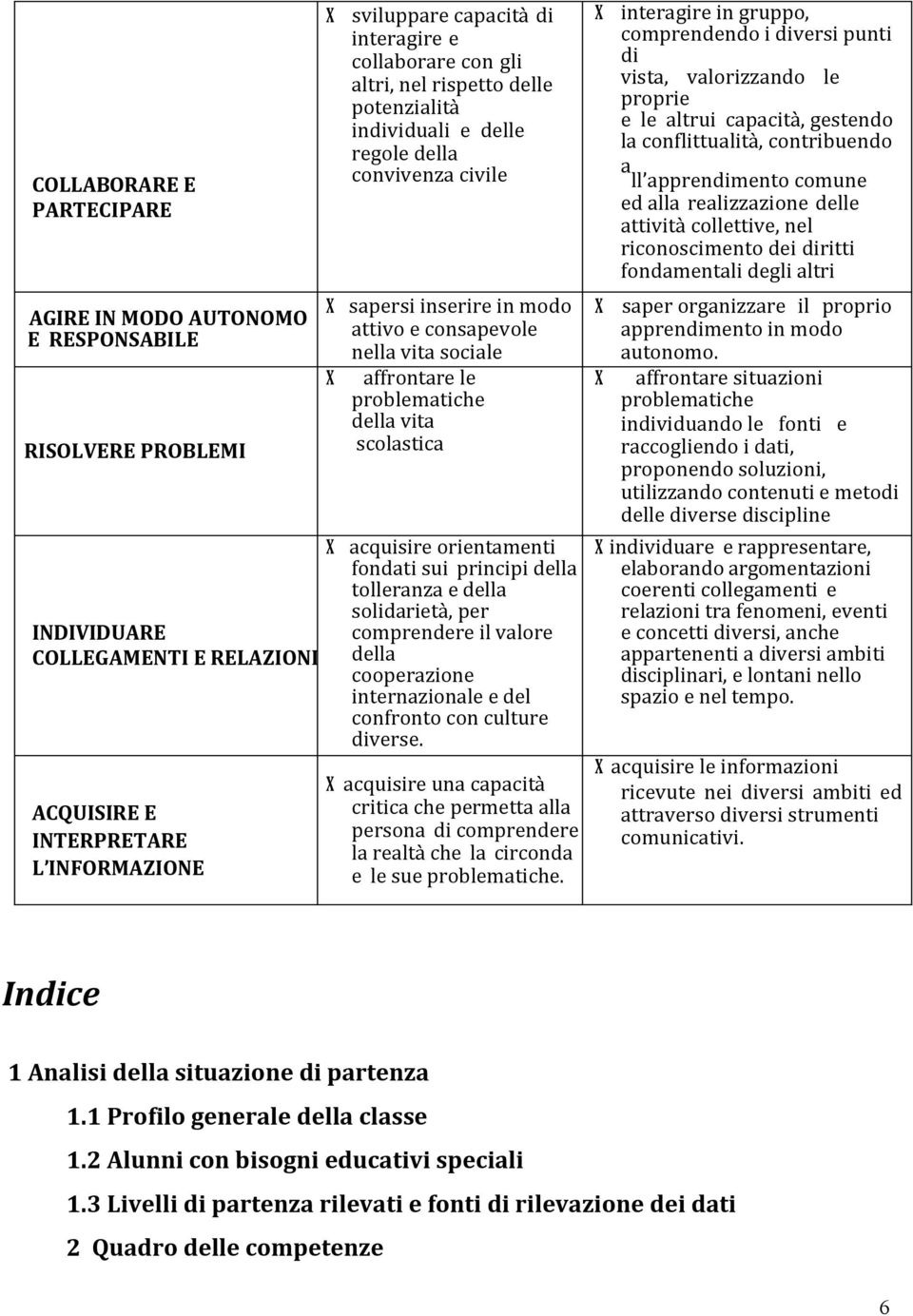 problematiche della vita scolastica acquisire orientamenti fondati sui principi della tolleranza e della solidarietà, per comprendere il valore della cooperazione internazionale e del confronto con