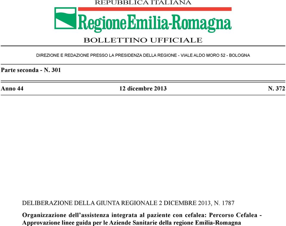 372 DELIBERAZIONE DELLA GIUNTA REGIONALE 2 DICEMBRE 2013, N.