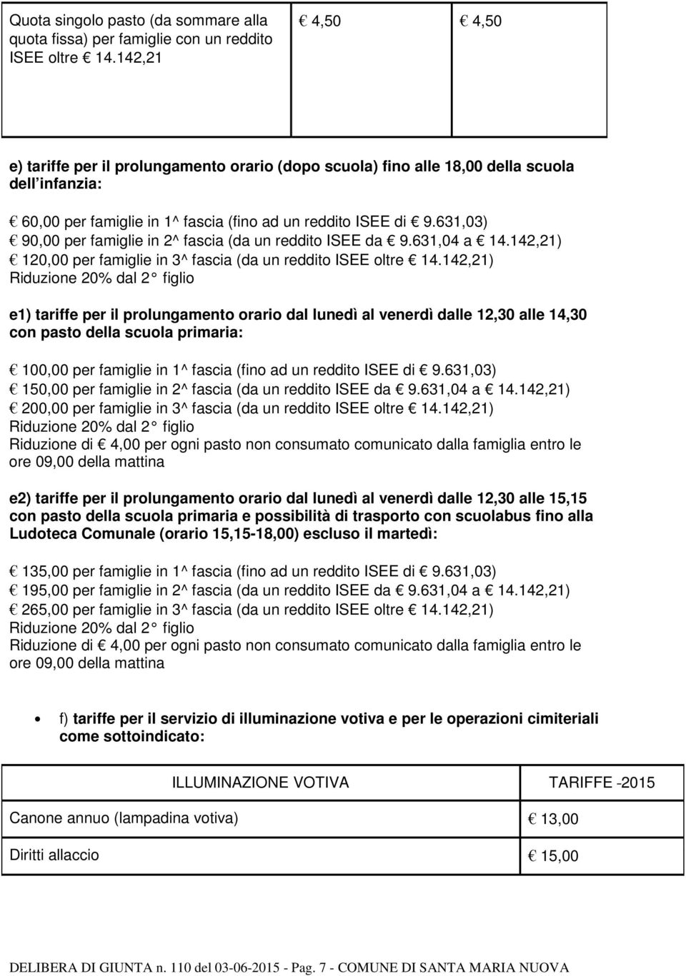 631,03) 90,00 per famiglie in 2^ fascia (da un reddito ISEE da 9.631,04 a 14.142,21) 120,00 per famiglie in 3^ fascia (da un reddito ISEE oltre 14.